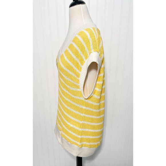 Zara Oversized Striped Knit V-Neck Sweater Vest Sleeveless Yellow White Small - Picture 10 of 12